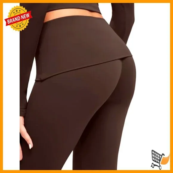 Y2K Two Piece Lounge Set V Neck Crop Top Fold Over Flare Leggings Tracksuit - Picture 4 of 5